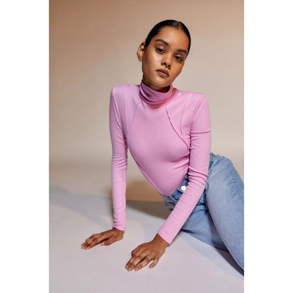 Urban Outfitters OUT FROM UNDER Willow Pink Ribbed Jersey Bodysuit, Size XS - Picture 1 of 15